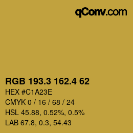 カラーコード: RGB 193.3 162.4 62 | qconv.com