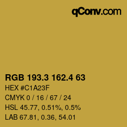 カラーコード: RGB 193.3 162.4 63 | qconv.com