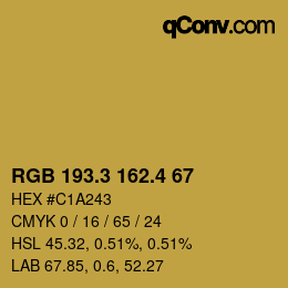 カラーコード: RGB 193.3 162.4 67 | qconv.com