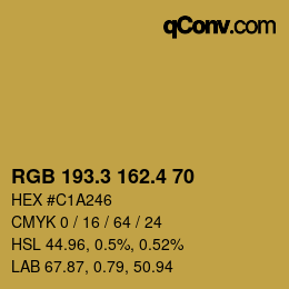 カラーコード: RGB 193.3 162.4 70 | qconv.com