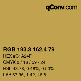 カラーコード: RGB 193.3 162.4 79 | qconv.com