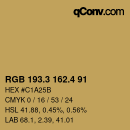 カラーコード: RGB 193.3 162.4 91 | qconv.com