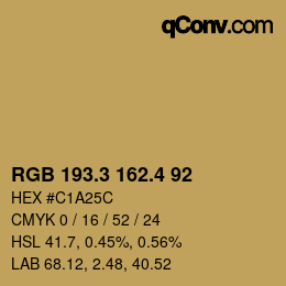 カラーコード: RGB 193.3 162.4 92 | qconv.com