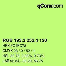 カラーコード: RGB 193.3 252.4 120 | qconv.com