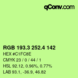 カラーコード: RGB 193.3 252.4 142 | qconv.com