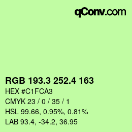 カラーコード: RGB 193.3 252.4 163 | qconv.com