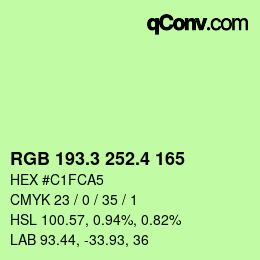 カラーコード: RGB 193.3 252.4 165 | qconv.com