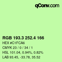 カラーコード: RGB 193.3 252.4 166 | qconv.com