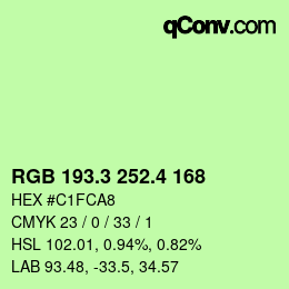 カラーコード: RGB 193.3 252.4 168 | qconv.com