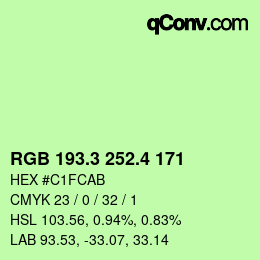 カラーコード: RGB 193.3 252.4 171 | qconv.com