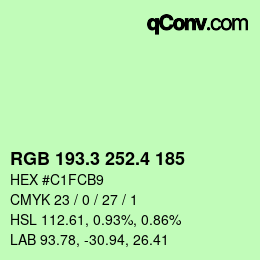 カラーコード: RGB 193.3 252.4 185 | qconv.com