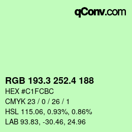 カラーコード: RGB 193.3 252.4 188 | qconv.com