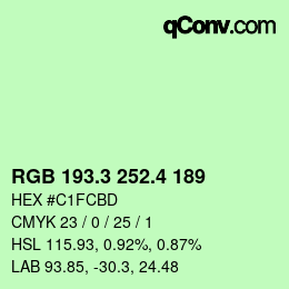 カラーコード: RGB 193.3 252.4 189 | qconv.com