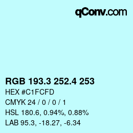 カラーコード: RGB 193.3 252.4 253 | qconv.com