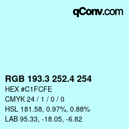 カラーコード: RGB 193.3 252.4 254 | qconv.com