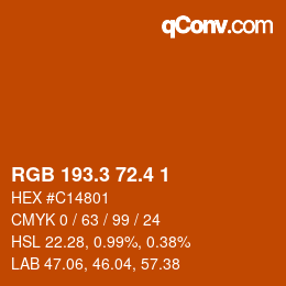 カラーコード: RGB 193.3 72.4 1 | qconv.com