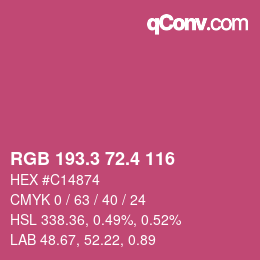 カラーコード: RGB 193.3 72.4 116 | qconv.com