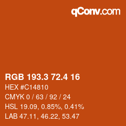 カラーコード: RGB 193.3 72.4 16 | qconv.com