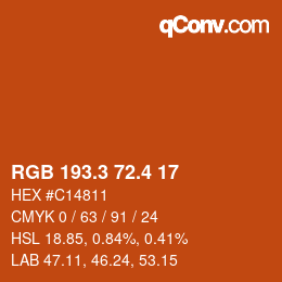 カラーコード: RGB 193.3 72.4 17 | qconv.com