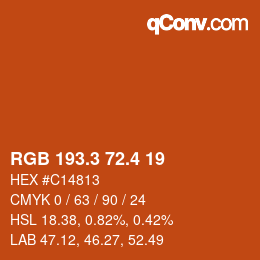 カラーコード: RGB 193.3 72.4 19 | qconv.com