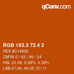 カラーコード: RGB 193.3 72.4 2 | qconv.com
