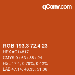 カラーコード: RGB 193.3 72.4 23 | qconv.com