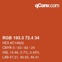 カラーコード: RGB 193.3 72.4 34 | qconv.com