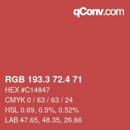 カラーコード: RGB 193.3 72.4 71 | qconv.com