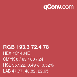 カラーコード: RGB 193.3 72.4 78 | qconv.com