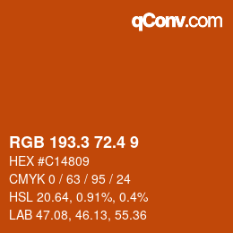 カラーコード: RGB 193.3 72.4 9 | qconv.com