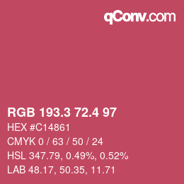 カラーコード: RGB 193.3 72.4 97 | qconv.com