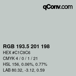 颜色代码: RGB 193.5 201 198 | qconv.com