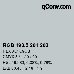 Color code: RGB 193.5 201 203 | qconv.com