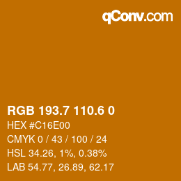 カラーコード: RGB 193.7 110.6 0 | qconv.com