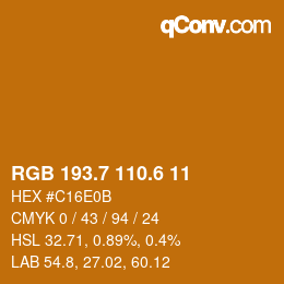 カラーコード: RGB 193.7 110.6 11 | qconv.com