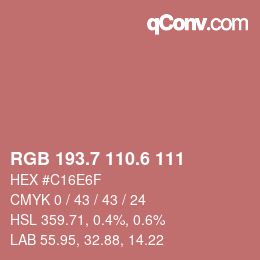 カラーコード: RGB 193.7 110.6 111 | qconv.com
