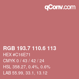 カラーコード: RGB 193.7 110.6 113 | qconv.com