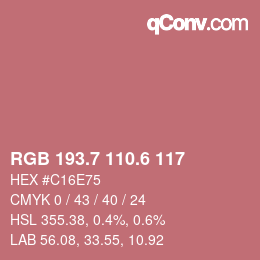 カラーコード: RGB 193.7 110.6 117 | qconv.com