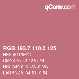 カラーコード: RGB 193.7 110.6 125 | qconv.com