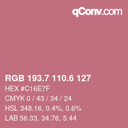 カラーコード: RGB 193.7 110.6 127 | qconv.com