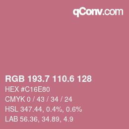 カラーコード: RGB 193.7 110.6 128 | qconv.com