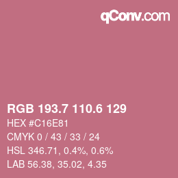 カラーコード: RGB 193.7 110.6 129 | qconv.com