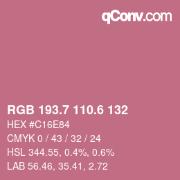 カラーコード: RGB 193.7 110.6 132 | qconv.com