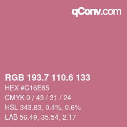 カラーコード: RGB 193.7 110.6 133 | qconv.com