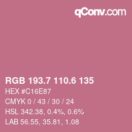 カラーコード: RGB 193.7 110.6 135 | qconv.com
