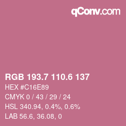 カラーコード: RGB 193.7 110.6 137 | qconv.com