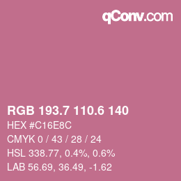 カラーコード: RGB 193.7 110.6 140 | qconv.com