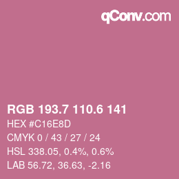 カラーコード: RGB 193.7 110.6 141 | qconv.com