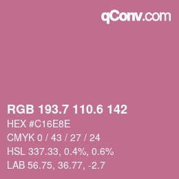 カラーコード: RGB 193.7 110.6 142 | qconv.com