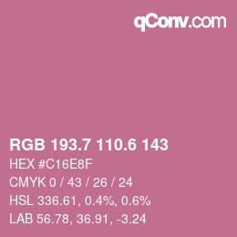 カラーコード: RGB 193.7 110.6 143 | qconv.com